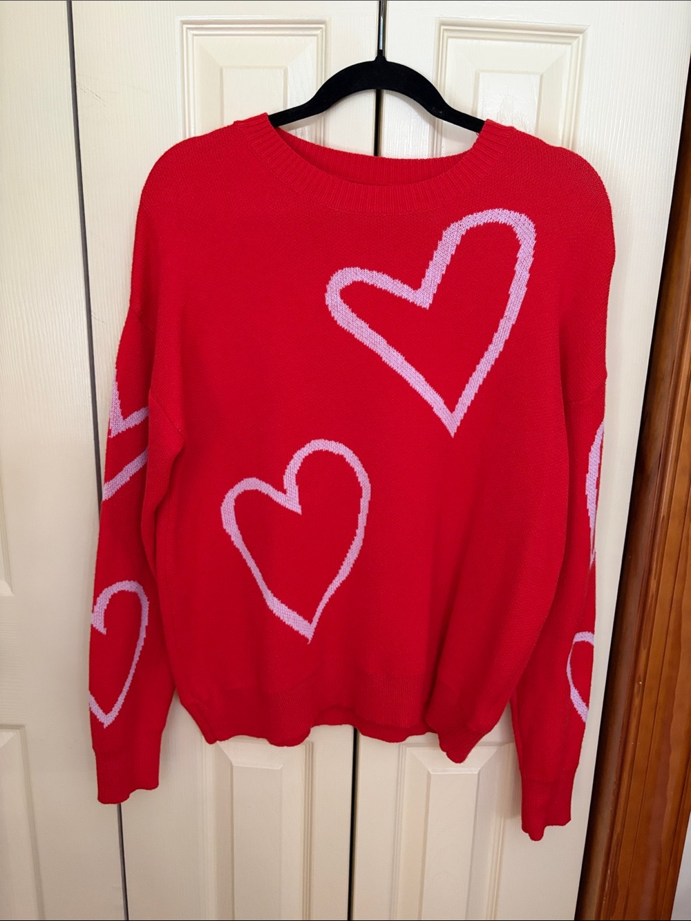 Red Heart Intarsia Sweater - Red Sweater